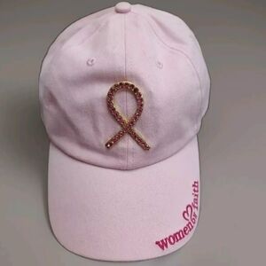 Breast Cancer Awareness Pink Embellished & Embroidered Adjustable Ball Cap/Hat